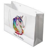 Waterverf Unicorn met regenbooghaar Groot Cadeauzakje (Voorkant Gekanteld)