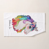 Waterverf Unicorn met regenbooghaar Handdoek (Handdoek)