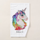 Waterverf Unicorn met regenbooghaar Handdoek (Handdoek)