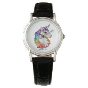 Waterverf Unicorn met regenbooghaar Horloge