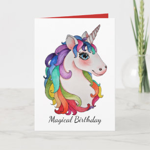 Waterverf Unicorn met regenbooghaar Kaart