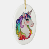 Waterverf Unicorn met regenbooghaar Keramisch Ornament (Rechts)