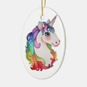 Waterverf Unicorn met regenbooghaar Keramisch Ornament (Links)