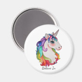 Waterverf Unicorn met regenbooghaar Magneet (Voorkant / Achterkant)