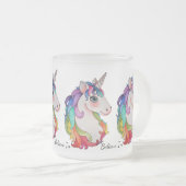 Waterverf Unicorn met regenbooghaar Matglas Koffiemok (Voorkant rechts)