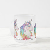 Waterverf Unicorn met regenbooghaar Matglas Koffiemok (Voorkant links)