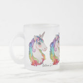 Waterverf Unicorn met regenbooghaar Matglas Koffiemok (Links)