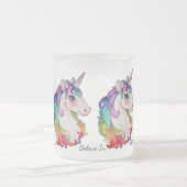 Waterverf Unicorn met regenbooghaar Matglas Koffiemok (Center)