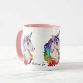 Waterverf Unicorn met regenbooghaar Mok (Voorkant links)