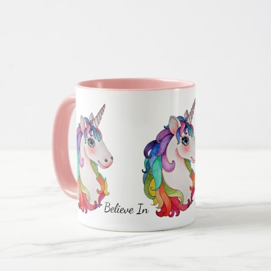 Waterverf Unicorn met regenbooghaar Mok (Voorkant links)
