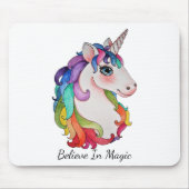 Waterverf Unicorn met regenbooghaar Muismat (Voorkant)
