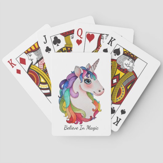 Waterverf Unicorn met regenbooghaar Pokerkaarten (Achterkant)