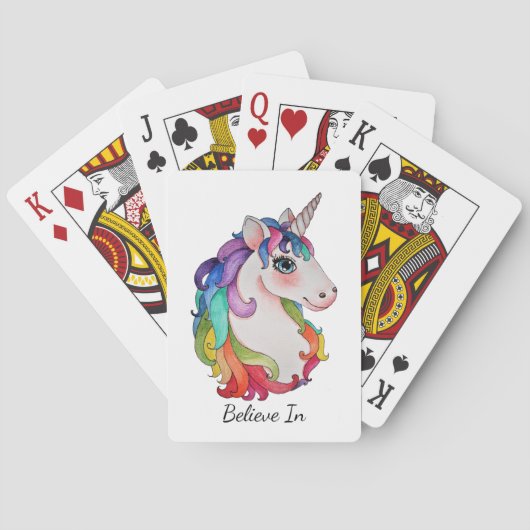 Waterverf Unicorn met regenbooghaar Pokerkaarten (Achterkant)