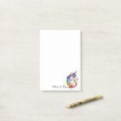Waterverf Unicorn met regenbooghaar Post-it® Notes (Op bureau)