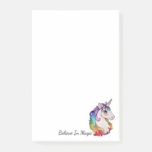 Waterverf Unicorn met regenbooghaar Post-it® Notes (Voorkant)