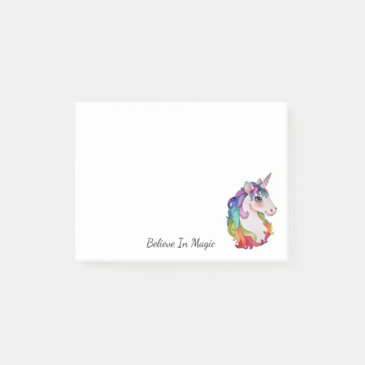 Waterverf Unicorn met regenbooghaar Post-it® Notes (Voorkant)