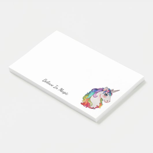 Waterverf Unicorn met regenbooghaar Post-it® Notes (Schuin)