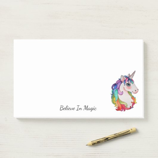 Waterverf Unicorn met regenbooghaar Post-it® Notes (Op bureau)