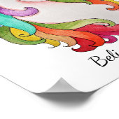 Waterverf Unicorn met regenbooghaar Poster (Hoek)