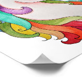 Waterverf Unicorn met regenbooghaar Poster (Hoek)
