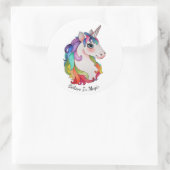 Waterverf Unicorn met regenbooghaar Ronde Sticker (Tas)