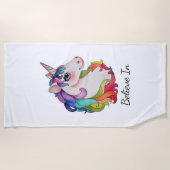 Waterverf Unicorn met regenbooghaar Strandlaken (Voorkant)