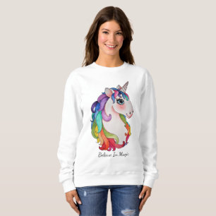 Waterverf Unicorn met regenbooghaar Trui
