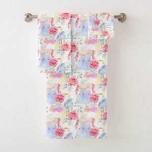 Waterverf Unicorn & Pegasus Patroon Bad Handdoek