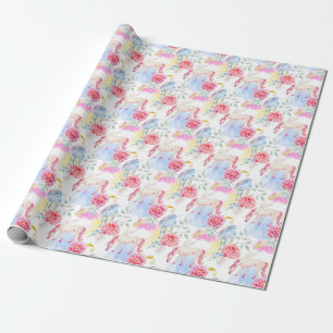 Waterverf Unicorn & Pegasus Patroon Cadeaupapier