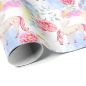 Waterverf Unicorn & Pegasus Patroon Cadeaupapier (Rol Hoek)