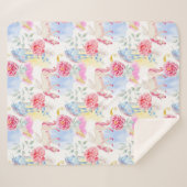 Waterverf Unicorn & Pegasus Patroon Sherpa Deken (Voorkant (horizontaal))