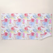 Waterverf Unicorn & Pegasus Patroon Strandlaken (Voorkant)