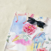 Waterverf Unicorn & Pegasus Patroon Strandlaken (In situ)