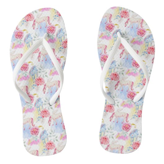 Waterverf Unicorn & Pegasus Patroon Teenslippers (Voetbed)