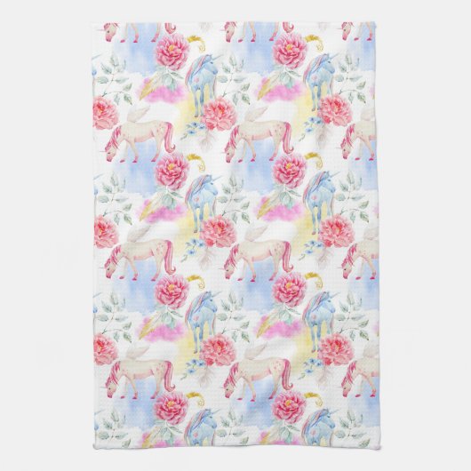 Waterverf Unicorn & Pegasus Patroon Theedoek (Verticaal)