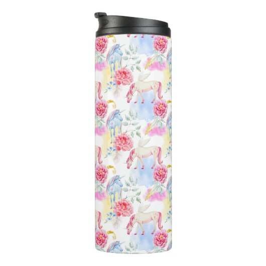 Waterverf Unicorn & Pegasus Patroon Thermosbeker (Geroteerd rechts)