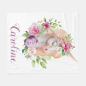 Waterverf Unicorn Persoonlijke naam Fleece Deken (Voorkant (Horizontaal))