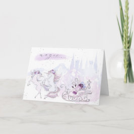  Waterverf Unicorn Pink & Silver Accepten Feestdagen Kaart