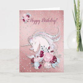  Waterverf Unicorn Pink & Silver Accepten Kaart