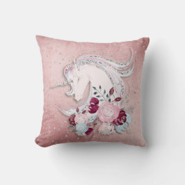  Waterverf Unicorn Pink Silver Kussen