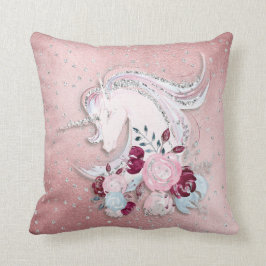  Waterverf Unicorn Pink Silver Kussen