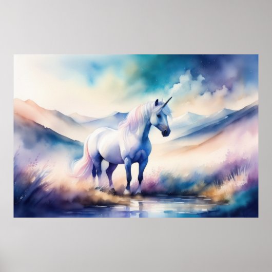 Waterverf Unicorn Poster (Voorkant)