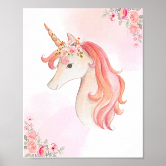 Waterverf Unicorn Poster. Nursery Decor. Poster (Voorkant)