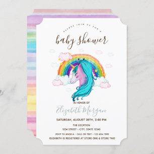 Waterverf Unicorn regenboogstripes Baby shower Kaart