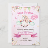 Waterverf Unicorn Roze sparen de Datum Save The Date (Voorkant)