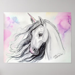 Waterverf Unicorn-schilderkunst afdrukken Poster