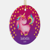 Waterverf Unicorn Stars Persoonlijk meisje Keramisch Ornament (Rechts)