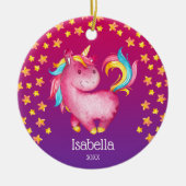 Waterverf Unicorn Stars Persoonlijk meisje Keramisch Ornament (Voorkant)