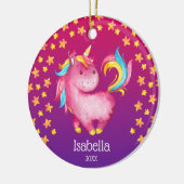 Waterverf Unicorn Stars Persoonlijk meisje Keramisch Ornament (Links)