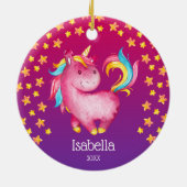 Waterverf Unicorn Stars Persoonlijk meisje Keramisch Ornament (Achterkant)